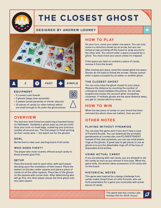 The Closest Ghost Rules (Pyramids) Looney Labs